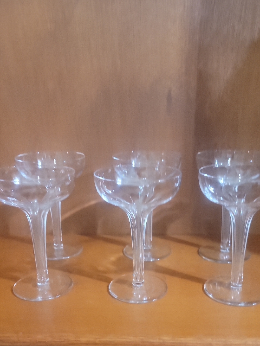 Vintage Hollow Stem Wide Mouth Champagne Coupes Set Of 6